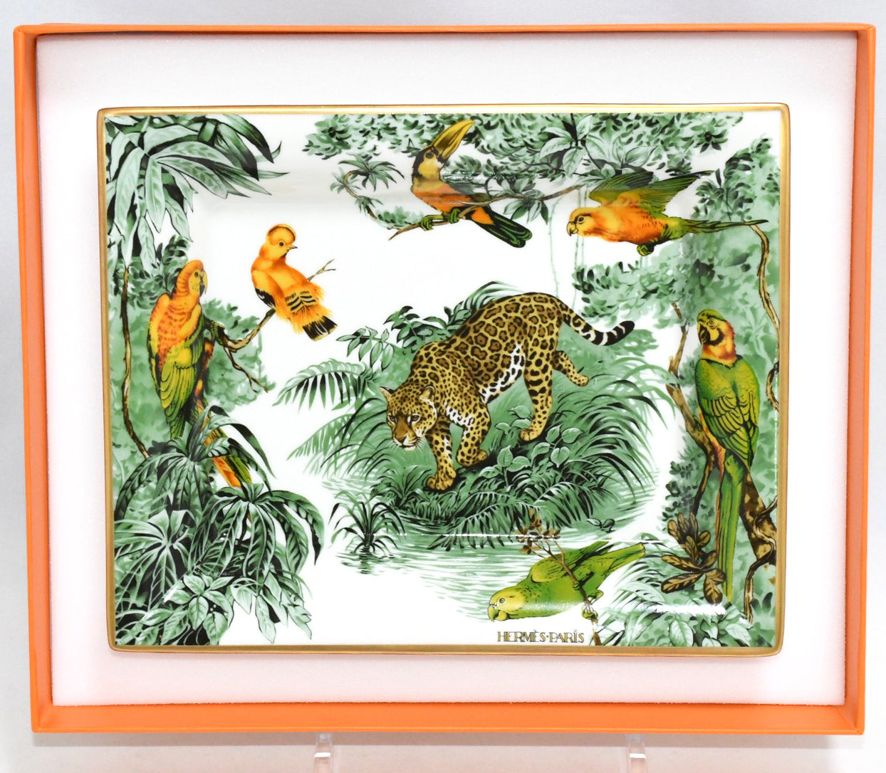 Hermes 新品 皿 23センチ 2枚セット 動物柄 Hermes Carnets d'Equateur Change tray porcelain Ashtray plate