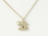 CHANEL Pendant Necklace CC Logo light Gold baby pearl silver rhinestone 09A w/ Box