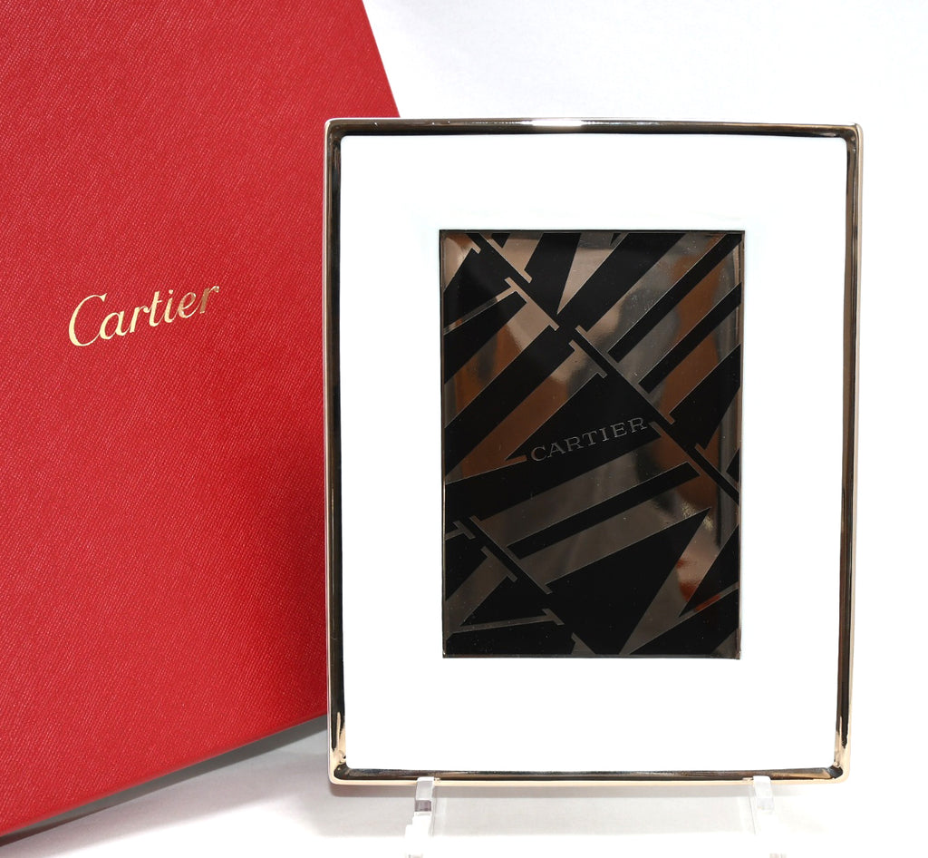 Cartier Change tray Logo silver black porcelain Ashtray