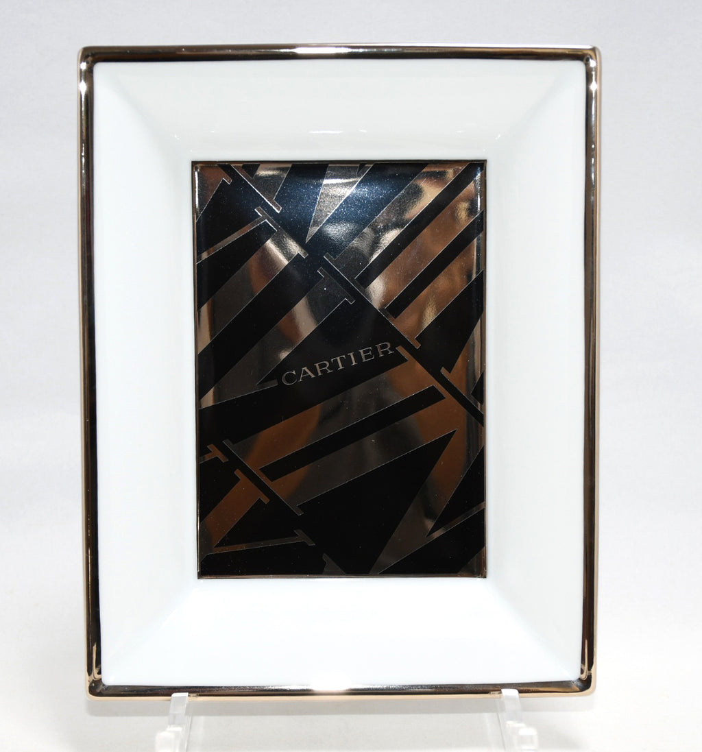 Cartier Change tray Logo silver black porcelain Ashtray