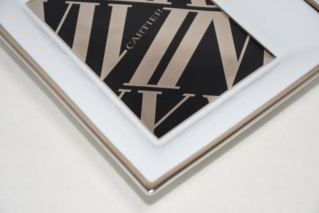 Cartier Change tray Logo silver black porcelain Ashtray