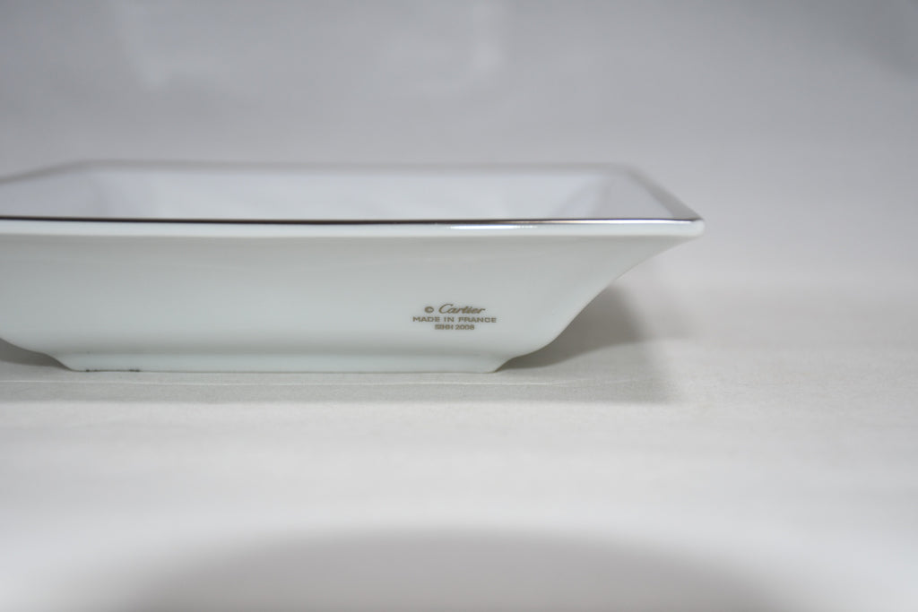 Cartier Change tray Logo silver black porcelain Ashtray