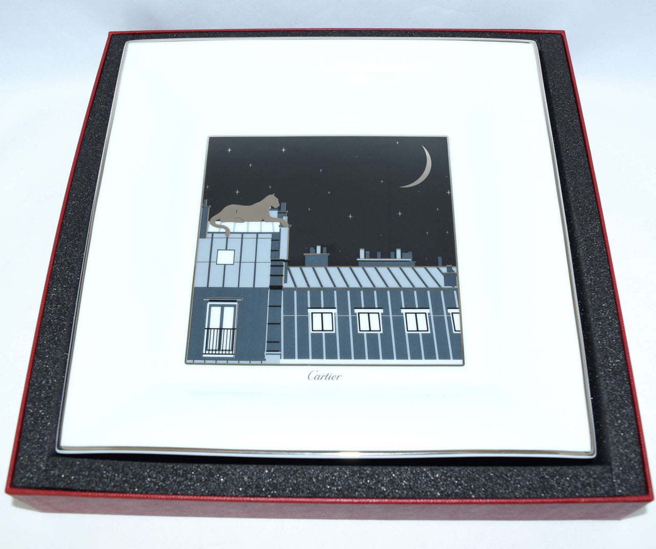 Cartier PANTHERE Square Plate 25 cm Moon midnight Panther Leopard Change Tray