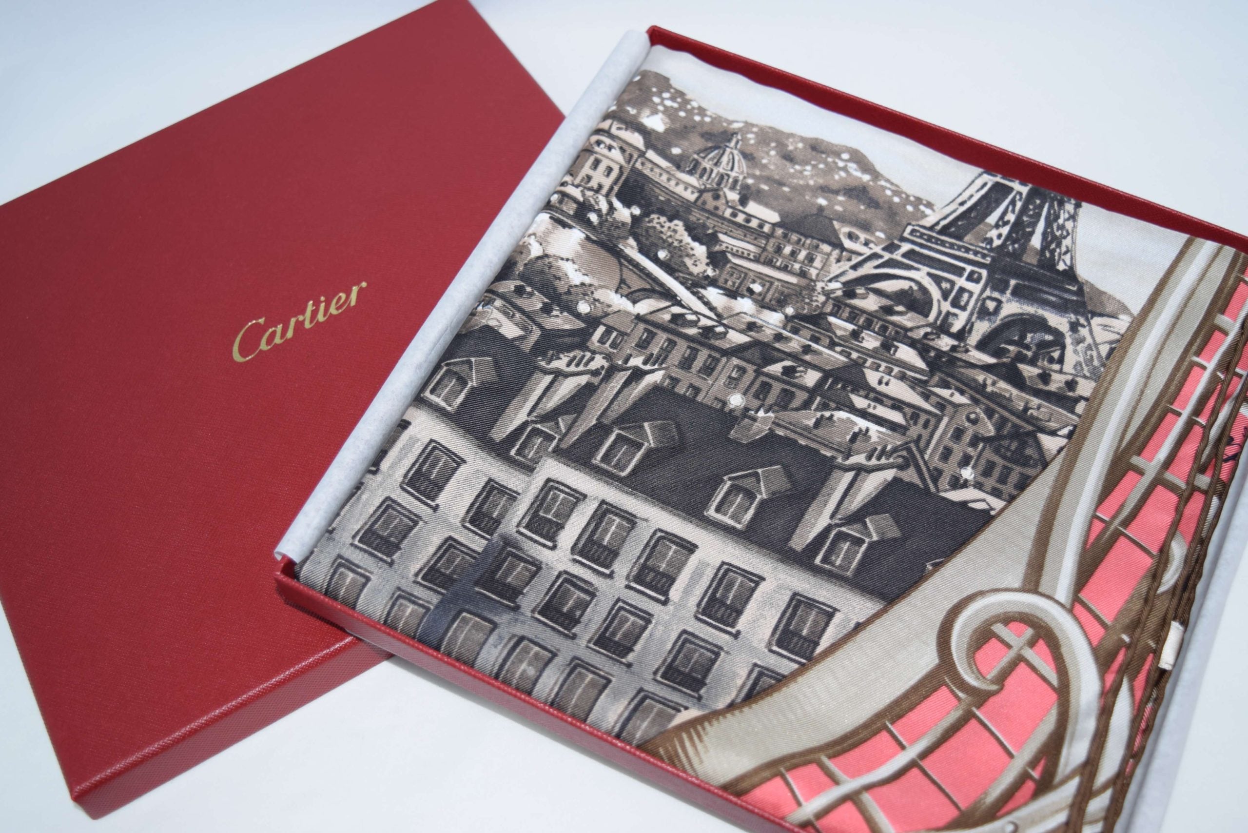 Cartier Scarf Odyssey de Cartier 90 cm Silk Pink Panther motif