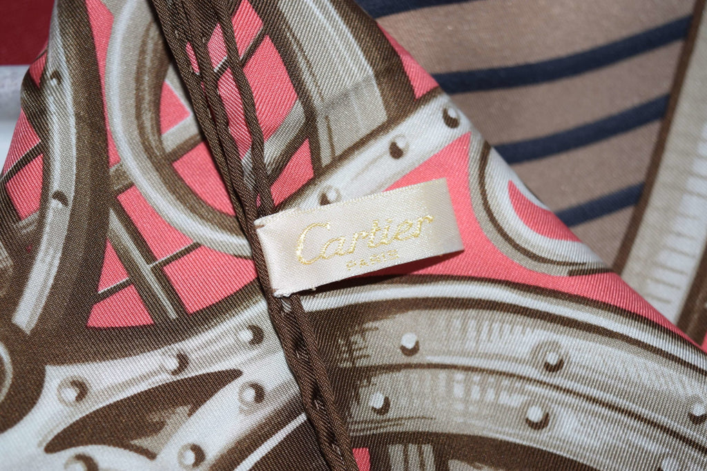 Cartier Scarf Odyssey de Cartier 90 cm Silk Pink Panther motif animal Foulard