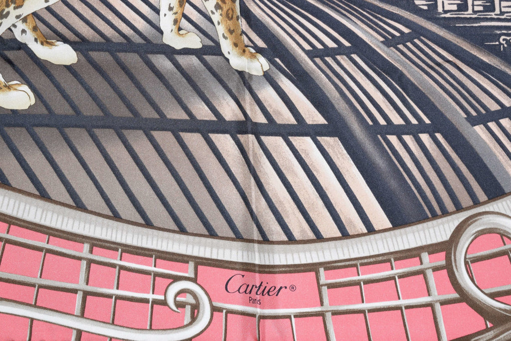 Cartier Scarf Odyssey de Cartier 90 cm Silk Pink Panther motif animal Foulard