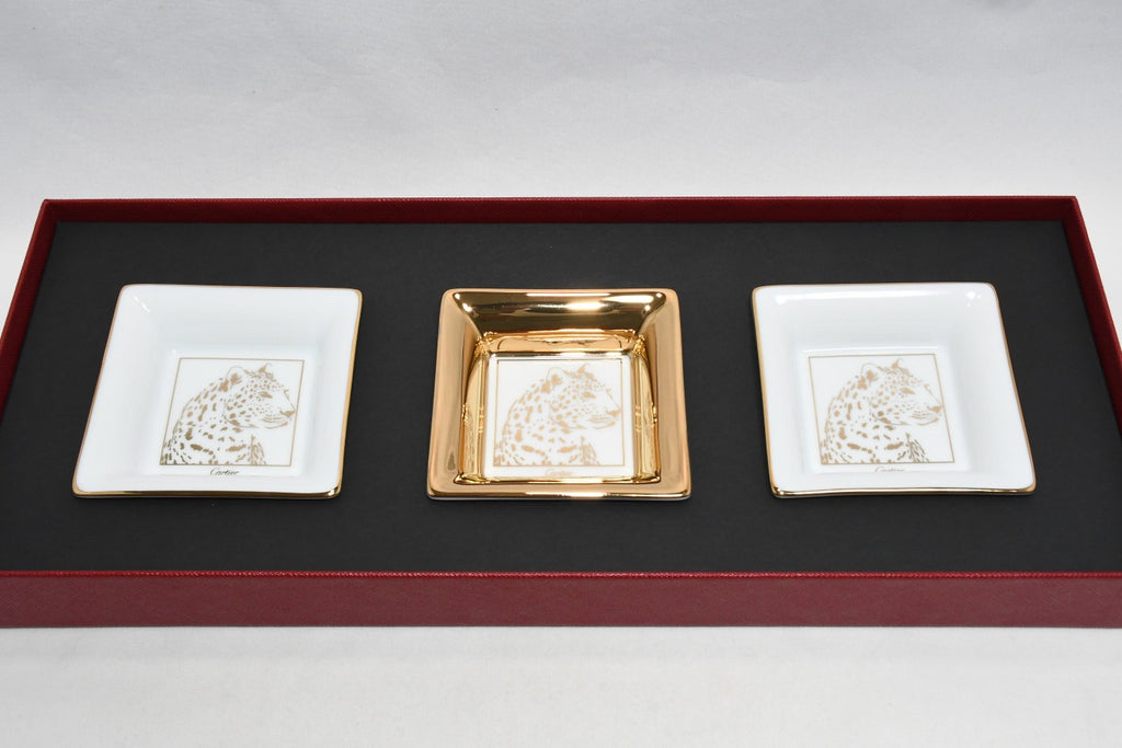 Cartier mini Change Tray PANTHERE Set of 3 panther leopard plate 8 x 8 cm