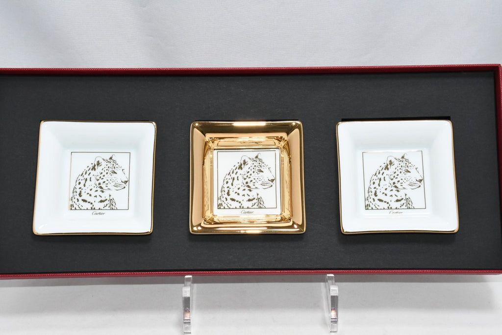Cartier mini Change Tray PANTHERE Set of 3 panther leopard plate 8 x 8 cm