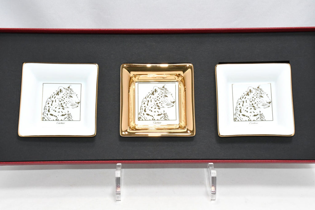 Cartier mini Change Tray PANTHERE Set of 3 panther leopard plate 8 x 8 cm