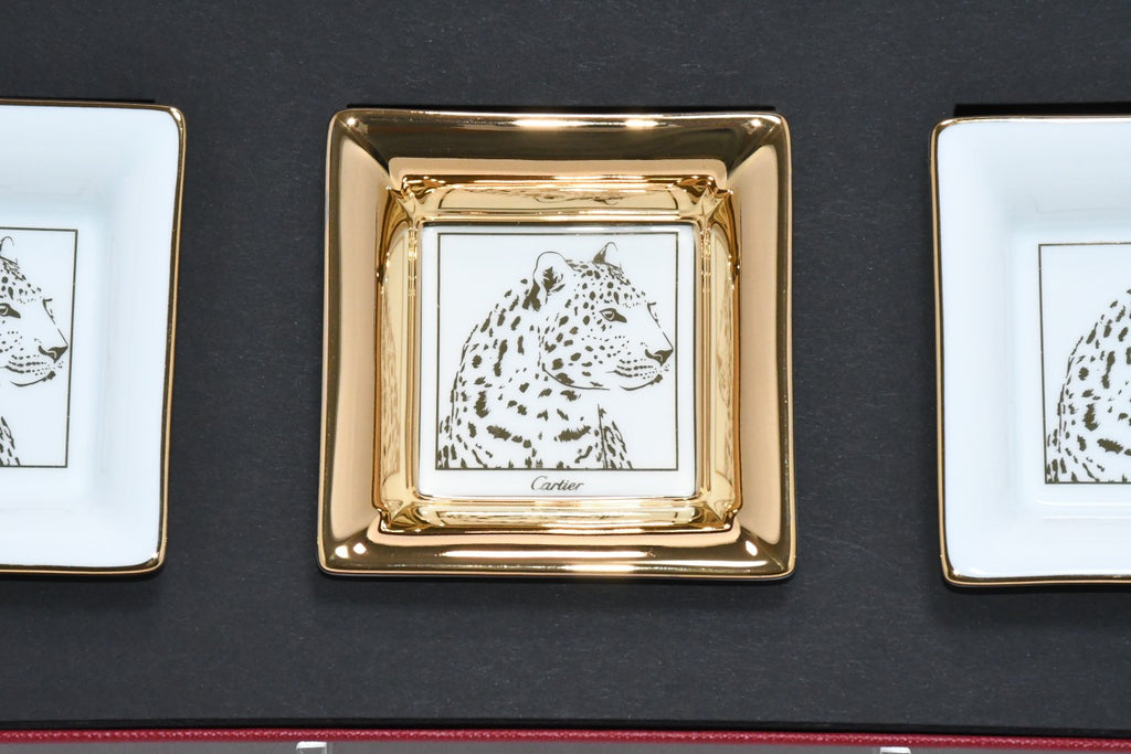 Cartier mini Change Tray PANTHERE Set of 3 panther leopard plate 8 x 8 cm