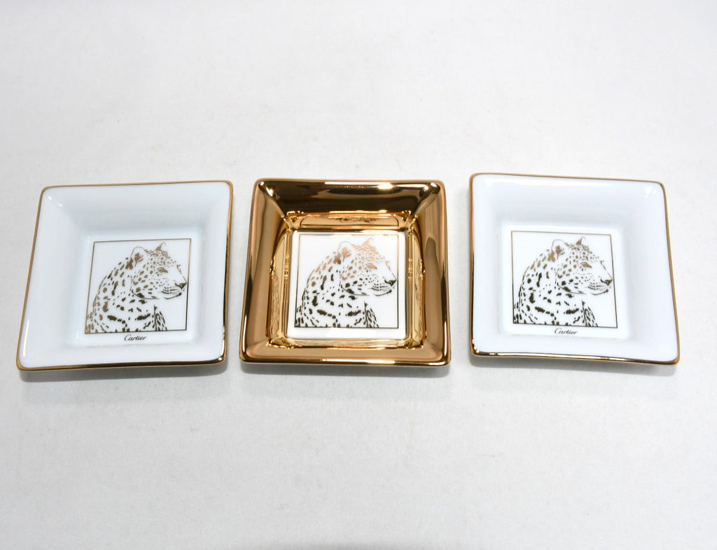 Cartier mini Change Tray PANTHERE Set of 3 panther leopard plate 8 x 8 cm