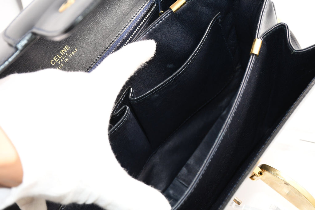 Celine Sholder Bag black vintage logo purse APL199