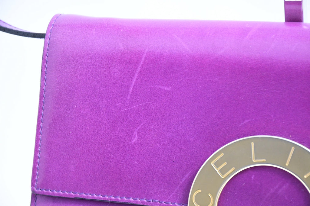 Celine Sholder Bag purple vintage circle logo gold AP307