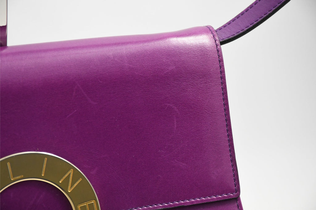 Celine Sholder Bag purple vintage circle logo gold AP307