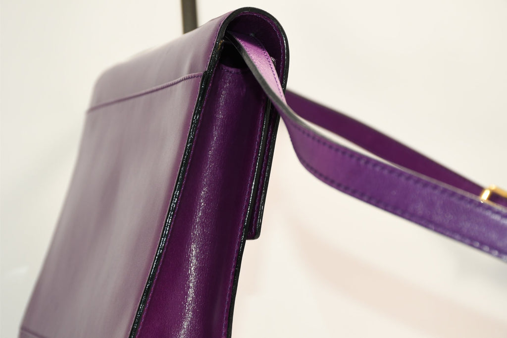 Celine Sholder Bag purple vintage circle logo gold AP307