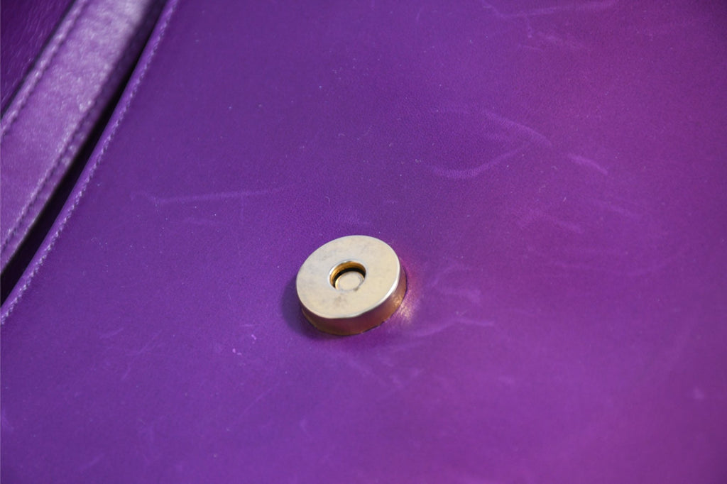 Celine Sholder Bag purple vintage circle logo gold AP307