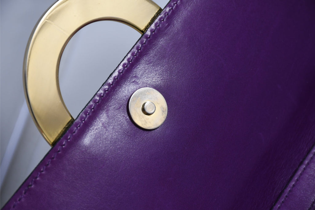Celine Sholder Bag purple vintage circle logo gold AP307