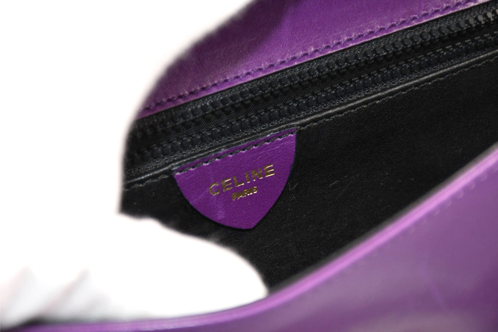Celine Sholder Bag purple vintage circle logo gold AP307