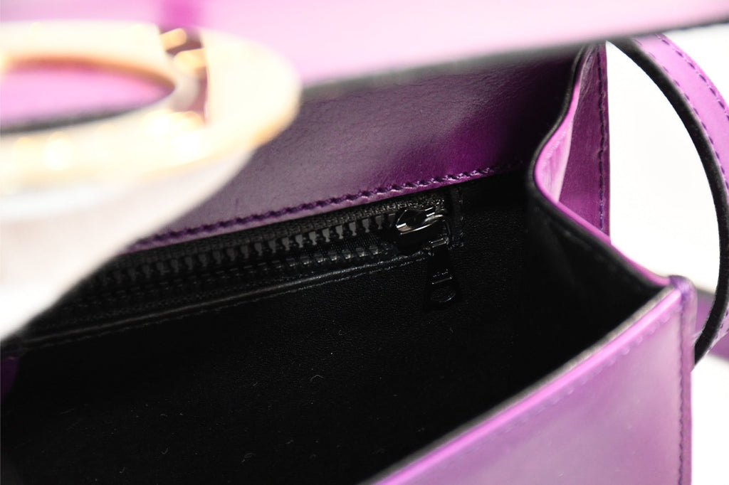 Celine Sholder Bag purple vintage circle logo gold AP307