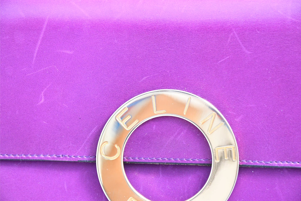 Celine Sholder Bag purple vintage circle logo gold AP307