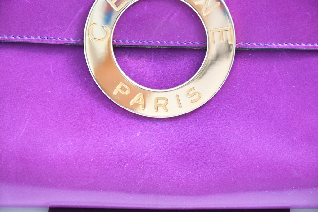 Celine Sholder Bag purple vintage circle logo gold AP307