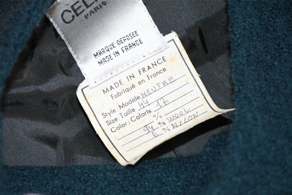 Celine Wool Jacket Skirt Suit Outfit Women's Set up blue green Size 44 US 12