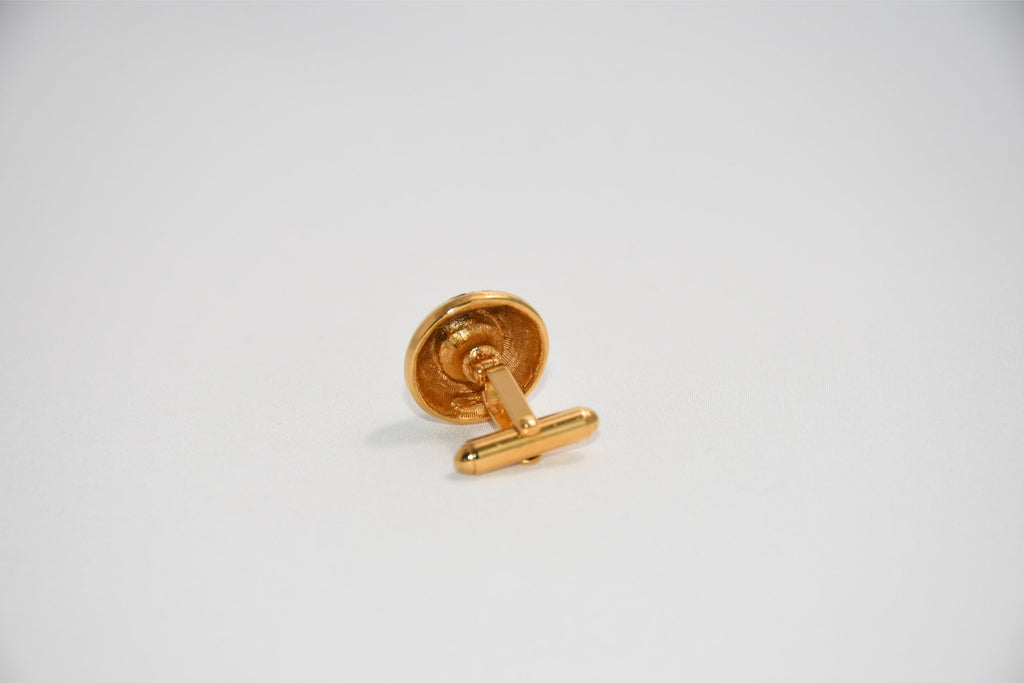 Chanel Cufflinks GP gold logo silver crystal Good