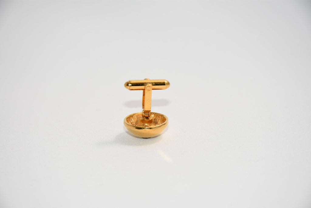 Chanel Cufflinks GP gold logo silver crystal Good