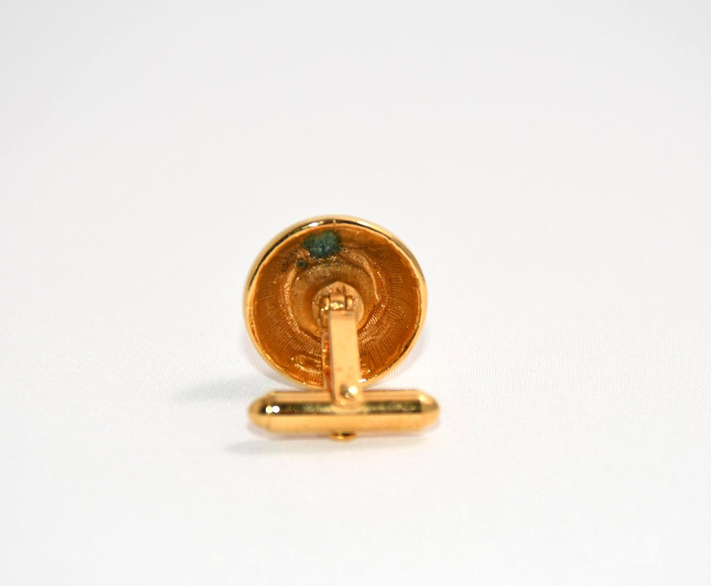 Chanel Cufflinks GP gold logo silver crystal Good
