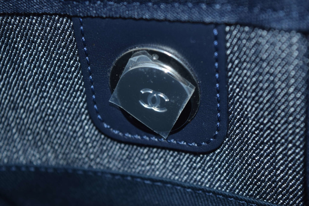 Chanel Deauville Shoulder Bag Denim blue chain Handbag NEW R19