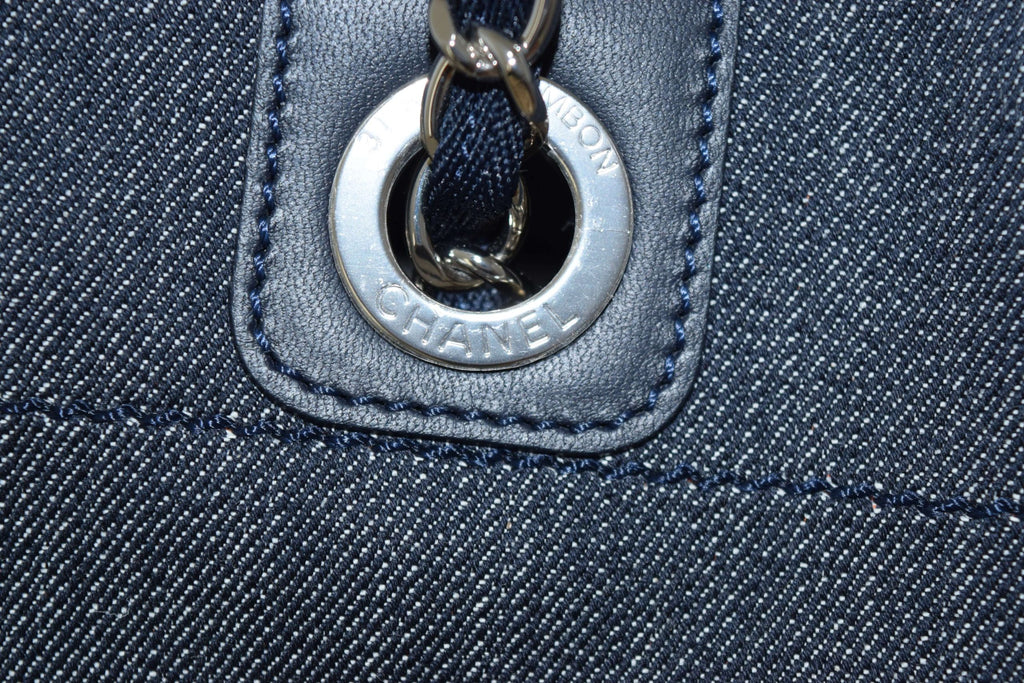 Chanel Deauville Shoulder Bag Denim blue chain Handbag NEW R19