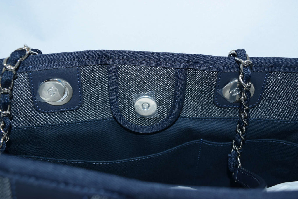 Chanel Deauville Shoulder Bag Denim blue chain Handbag NEW R19