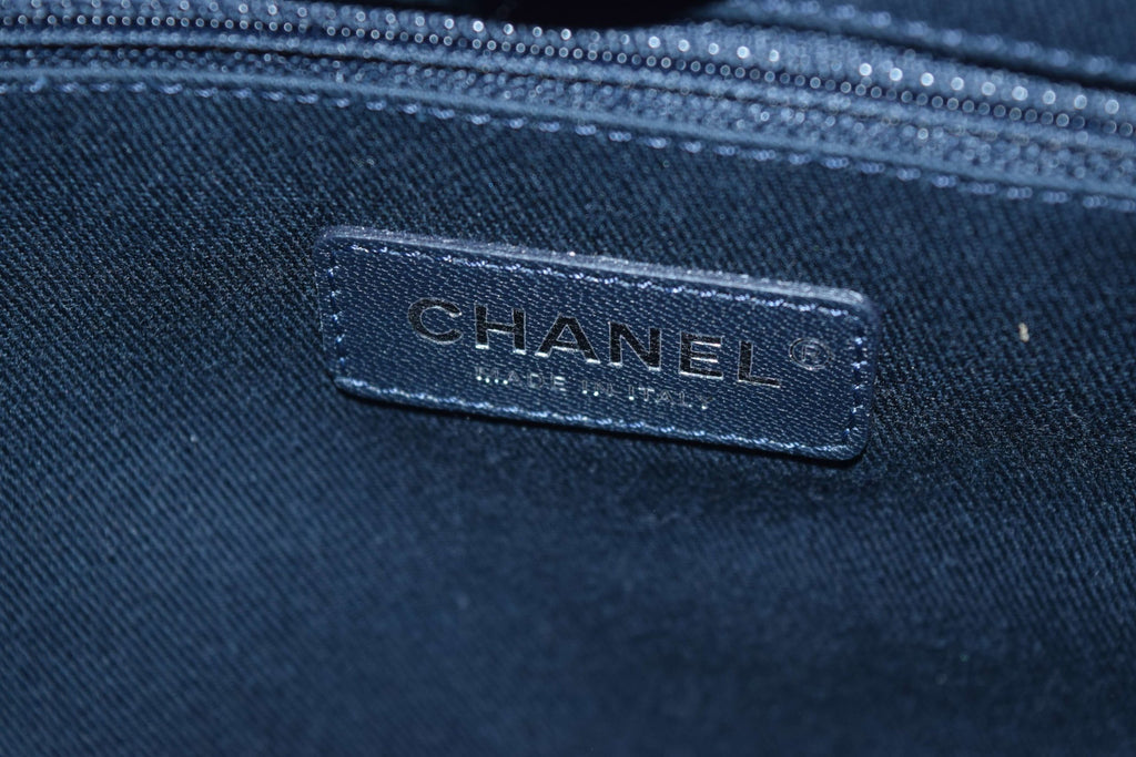 Chanel Deauville Shoulder Bag Denim blue chain Handbag NEW R19