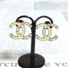 Chanel Earrings CC Logo light Gold Pearl Rhinestone 07A
