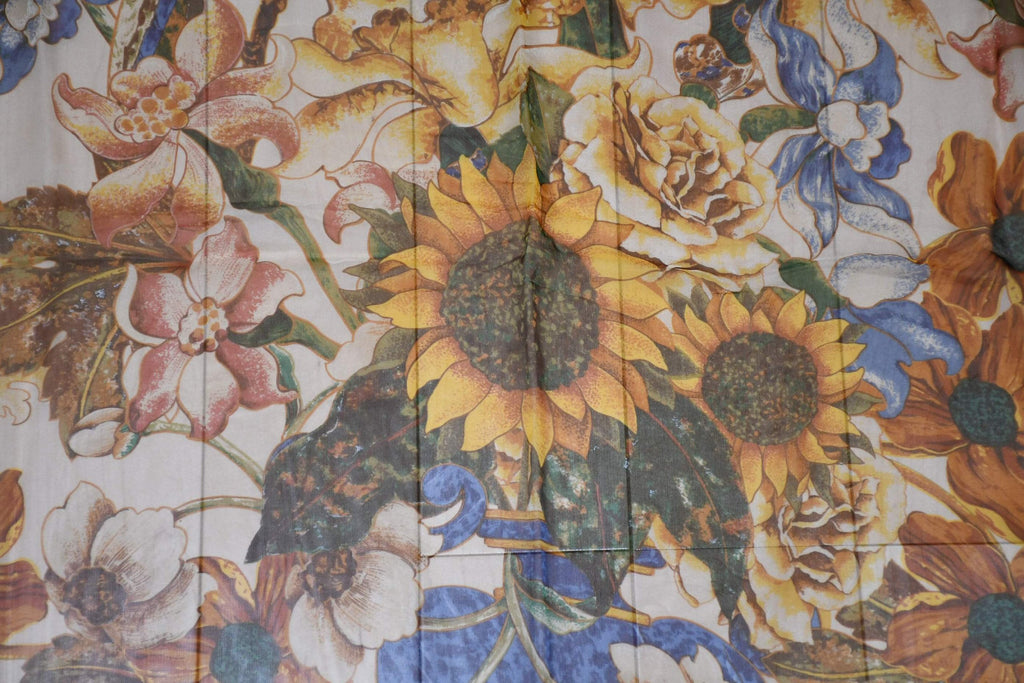 Chanel Scarf Sunflower 90 cm Chiffon Silk mousseline flower muslin 35"