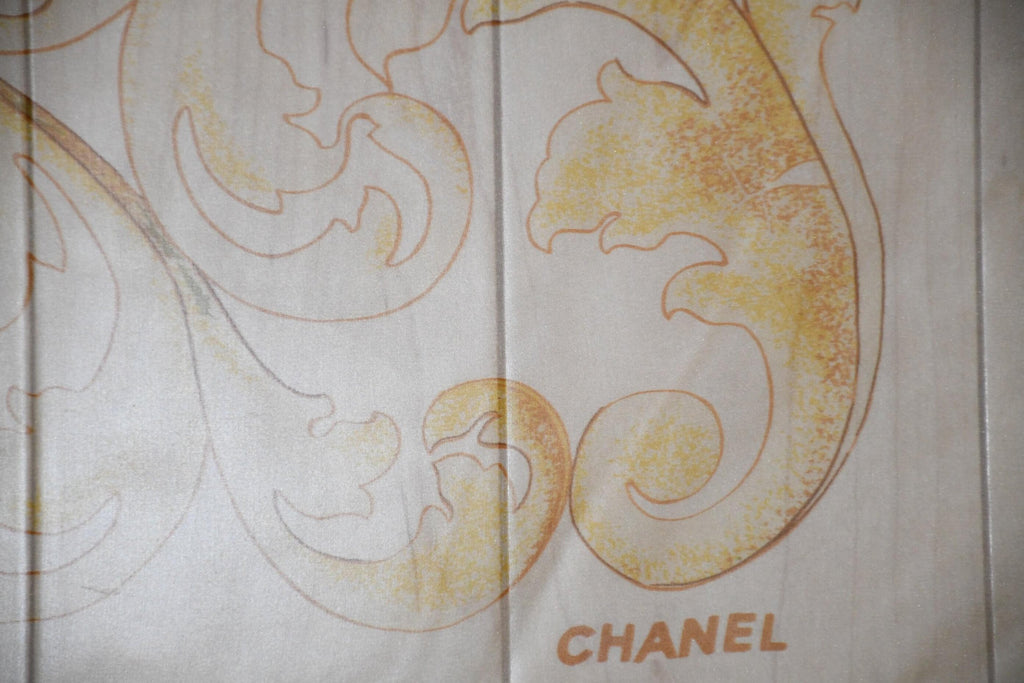 Chanel Scarf Sunflower 90 cm Chiffon Silk mousseline flower muslin 35"