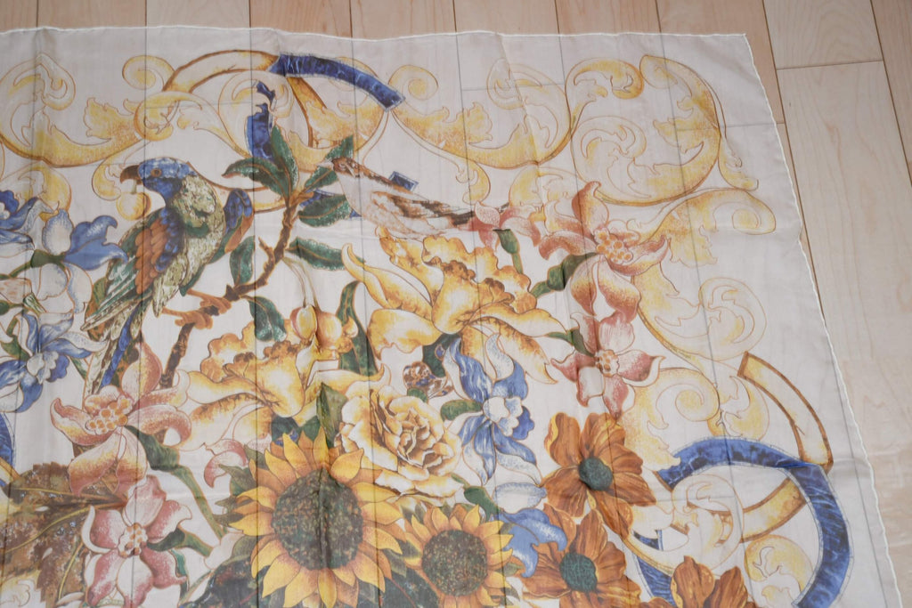 Chanel Scarf Sunflower 90 cm Chiffon Silk mousseline flower muslin 35"