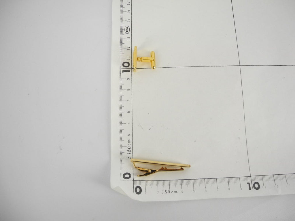 Christian Dior Cufflinks & Tie Clip square gold logo
