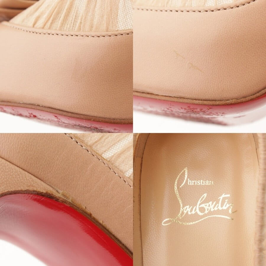 Christian Louboutin Heel Pumps Beige Lace ribbon Size 36.5 ( US 6.5 )