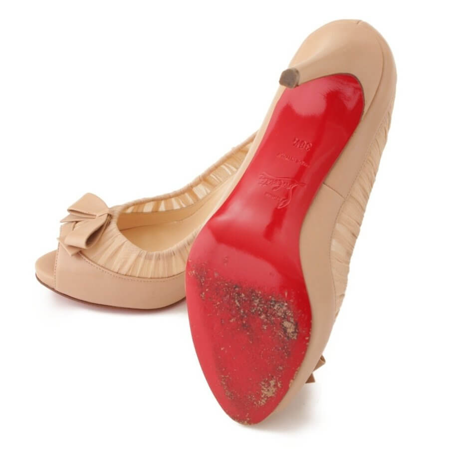 Christian Louboutin Heel Pumps Beige Lace ribbon Size 36.5 ( US 6.5 )