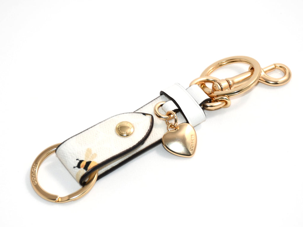 Coach Trigger Snap Bag Charm In Signature Canvas Honey Bee Print keychain