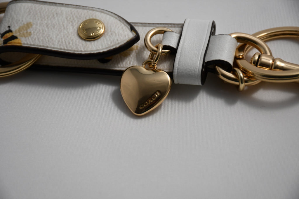 Coach Trigger Snap Bag Charm In Signature Canvas Honey Bee Print keychain