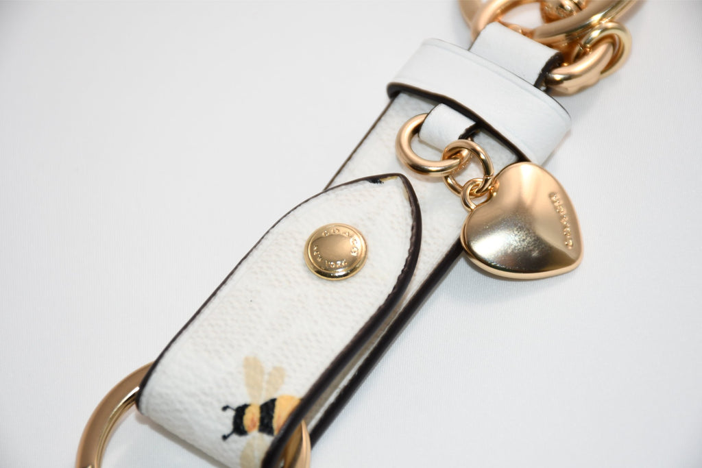 Coach Trigger Snap Bag Charm In Signature Canvas Honey Bee Print keychain