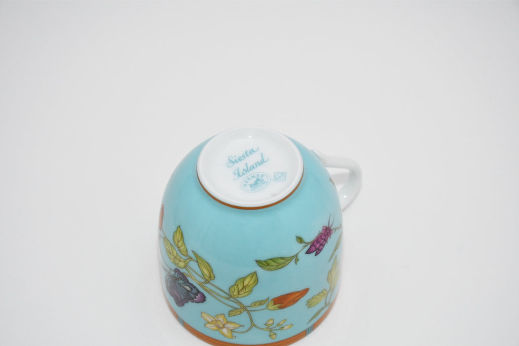 Hermes La Siesta Island Demitasse Cup and Saucer blue flower espresso coffee
