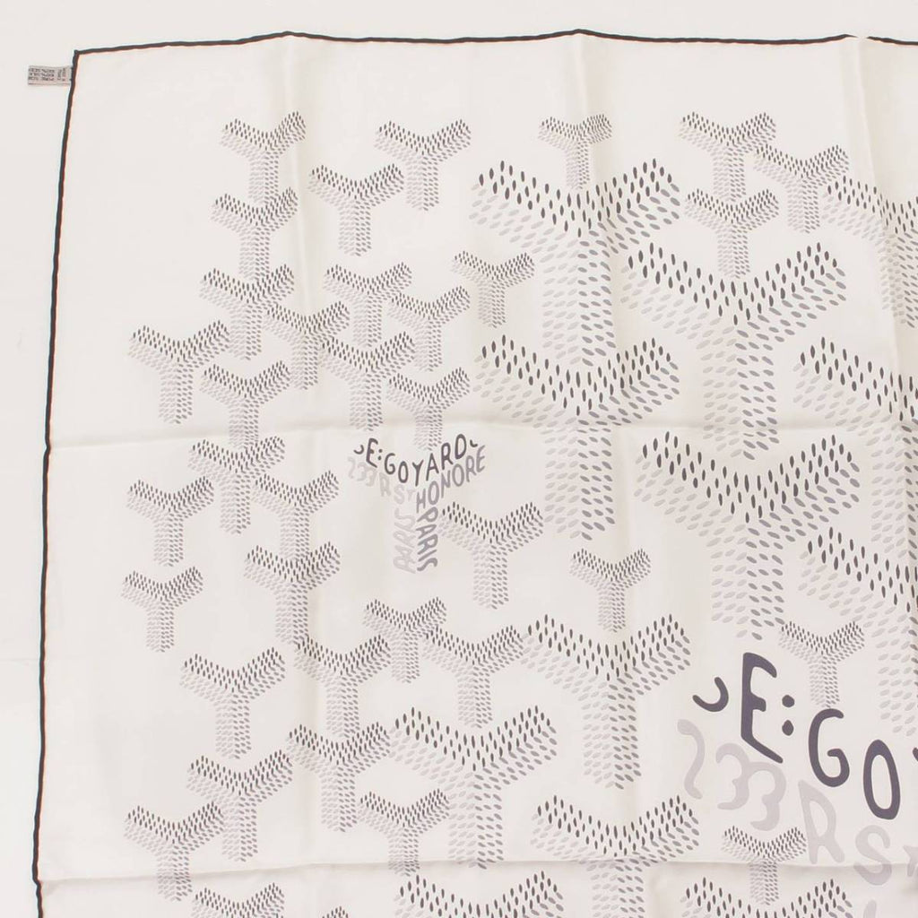 GOYARD Scarf 90 cm white N°1 silk Herringbone bandana 35"