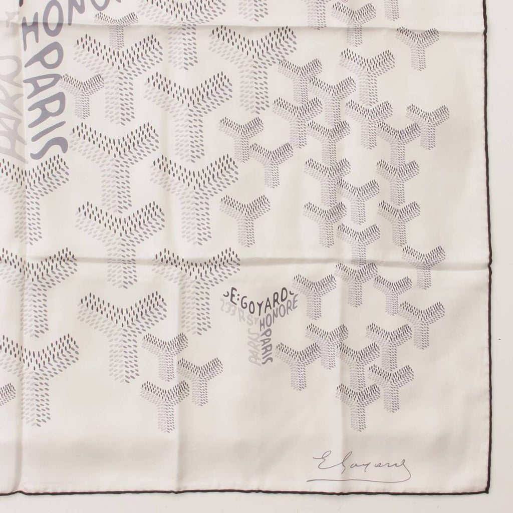 GOYARD Scarf 90 cm white N°1 silk Herringbone bandana 35"