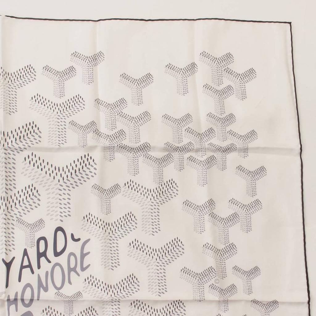 GOYARD Scarf 90 cm white N°1 silk Herringbone bandana 35"