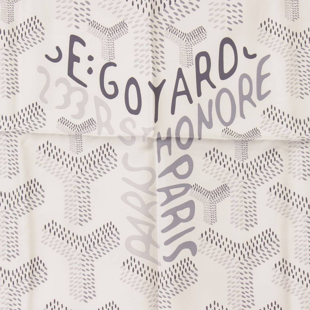 GOYARD Scarf 90 cm white N°1 silk Herringbone bandana 35"