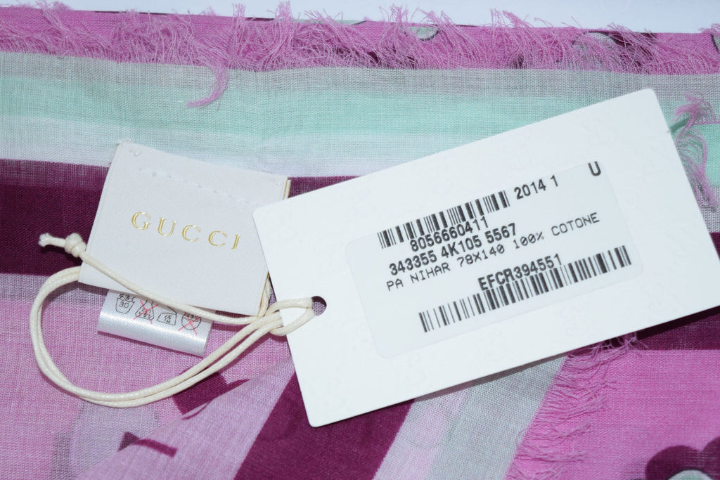 Gucci Cotton Scarf Pink Heart 55" x 28" Children collection 140 cm shawl stole NIB