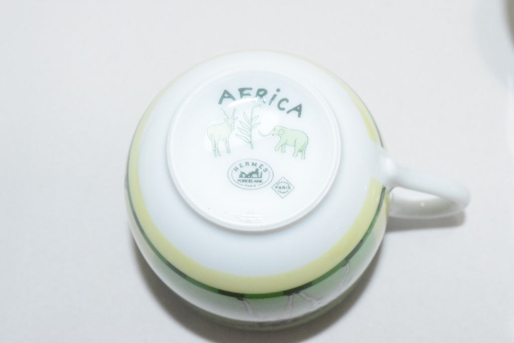 Hermes Africa Demitasse Cup and Saucer 2 set green espresso coffee animal